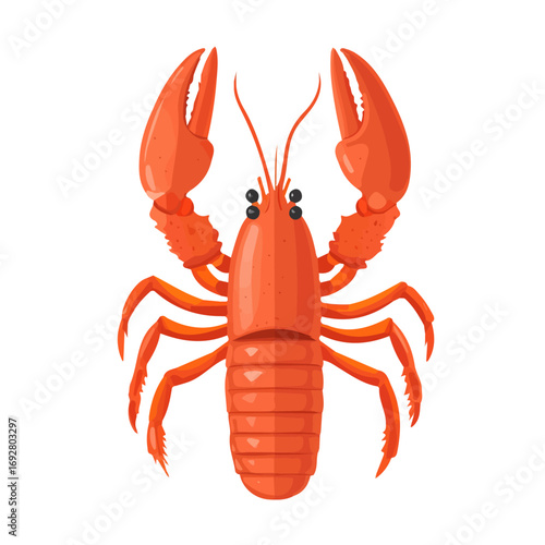 Flat 2D Lobster Thermidor illustration, vector graphic in icon style, on white background