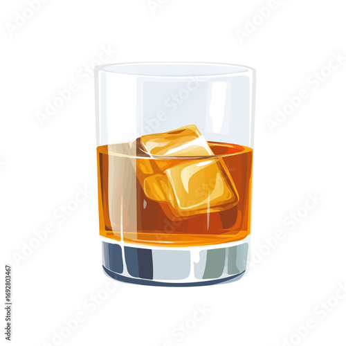 Minimal flat vector of a Whiskey, 2D icon-style illustration on white background
