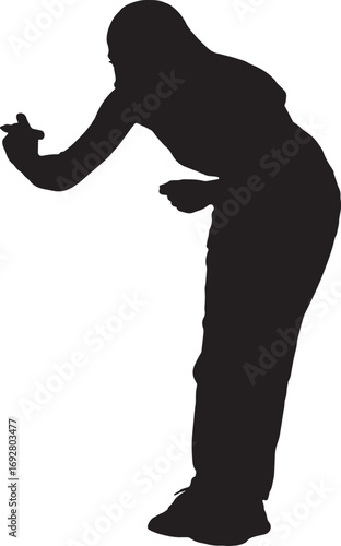 vector,silhouette crouching woman with a marker