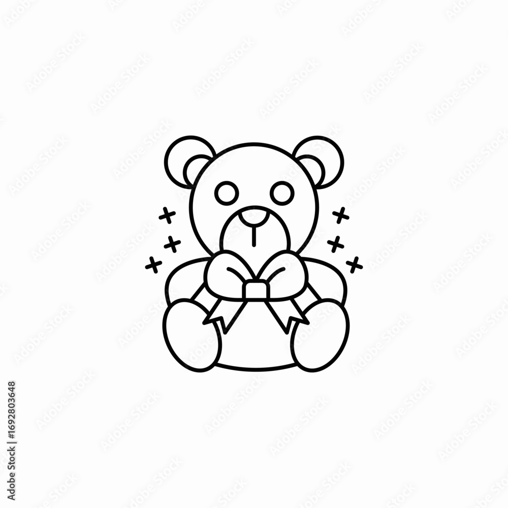 Fototapeta premium teddy bear gift bow icon sign vector