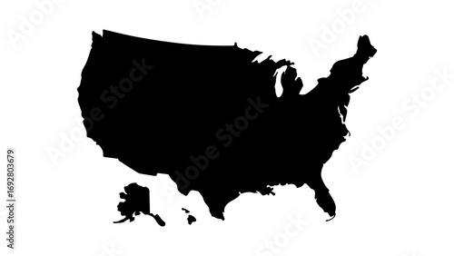 United States map silhouette with transparent background