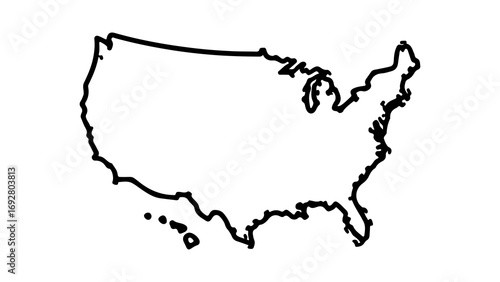 United States outline map with transparent background