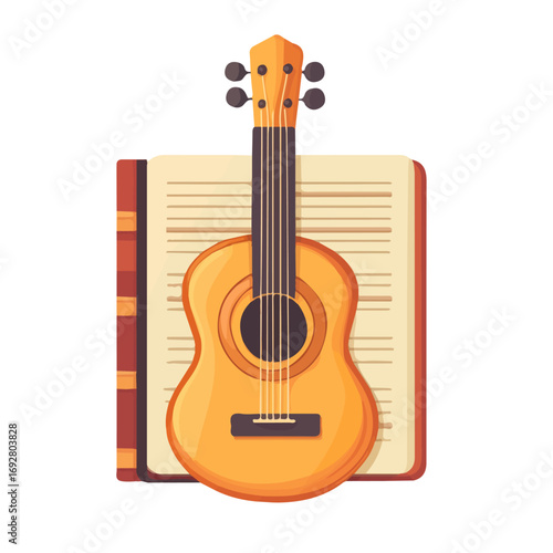 Flat 2D Tablature Book illustration, vector graphic in icon style, on white background