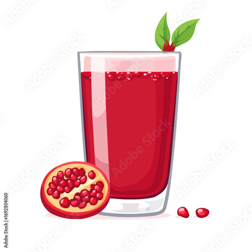 Minimal flat vector of a Pomegranate Juice, 2D icon-style illustration on white background