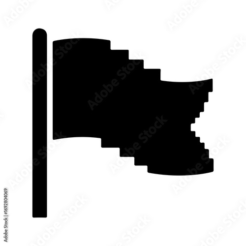 Waving flag on pole with transparent background