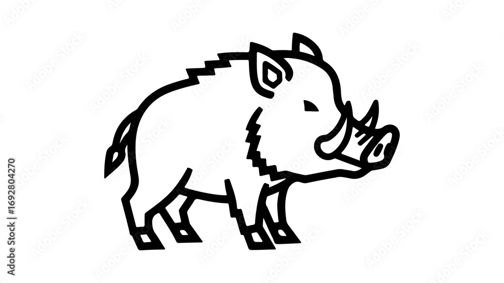 Fototapeta premium Wild boar outline with transparent background