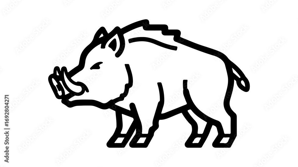 Fototapeta premium Wild boar outline with transparent background