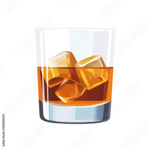 Flat 2D Whiskey illustration, vector graphic in icon style, on white background