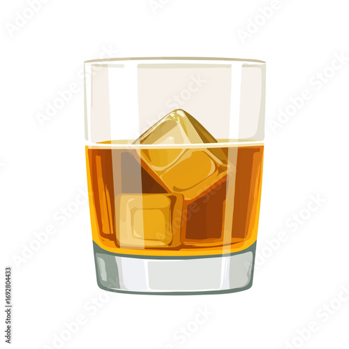 Flat 2D Whiskey illustration, vector graphic in icon style, on white background