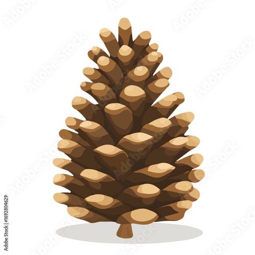 Minimal flat vector of a Pinecone Tree, 2D icon-style illustration on white background