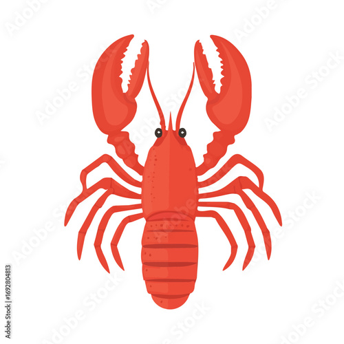 2D flat vector illustration of a Lobster in icon style, isolated on white background