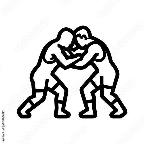 Wrestling match outline silhouette for sports design