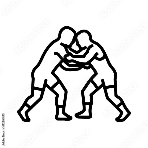 Wrestling match outline silhouette for sports design