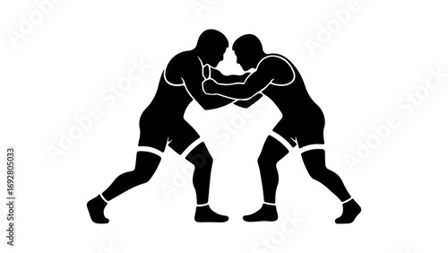 Wrestling match silhouette with transparent background