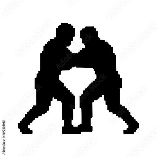Wrestling match silhouette with transparent background