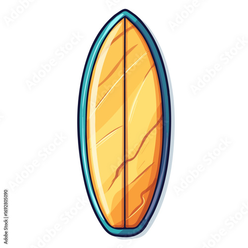 Surfboard, flat style 2D vector image, isolated on a white background