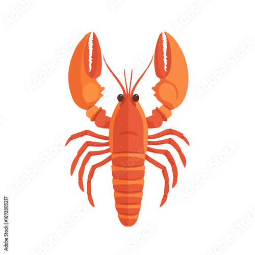 2D flat vector illustration of a Lobster in icon style, isolated on white background