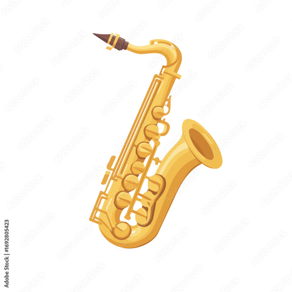 Saxophone Key, flat style 2D vector image, isolated on a white background