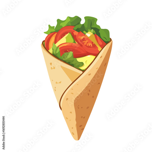 Shawarma, flat style 2D vector image, isolated on a white background