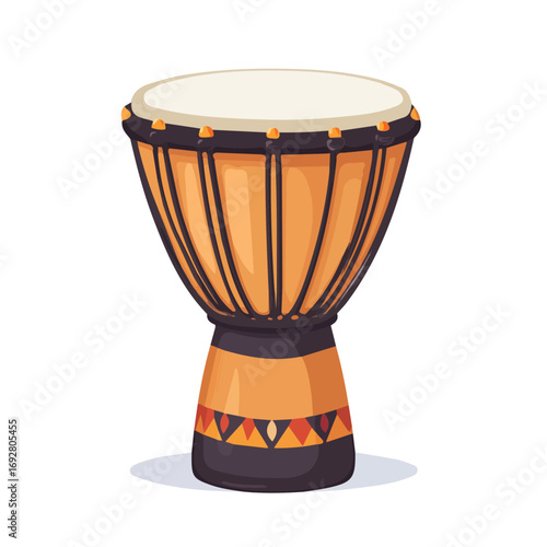 2D flat vector illustration of a Tambora Drum in icon style, isolated on white background