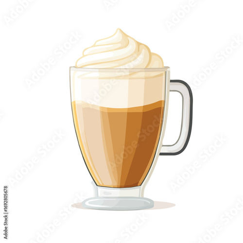 Minimal flat vector of a Vanilla Latte, 2D icon-style illustration on white background