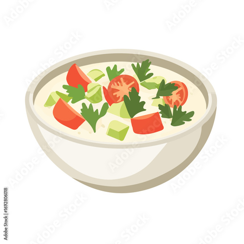 Melitzanosalata, flat style 2D vector image, isolated on a white background