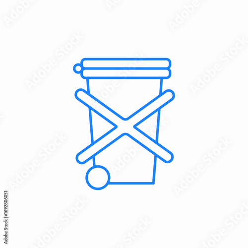 wheeled bin do not dispose in trash can icon sign vector