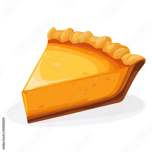 Flat 2D Pumpkin Pie illustration, vector graphic in icon style, on white background