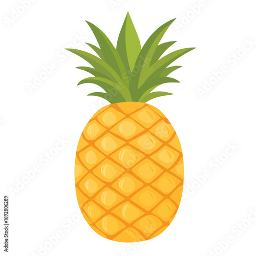 2D flat vector illustration of a Pineapple in icon style, isolated on white background