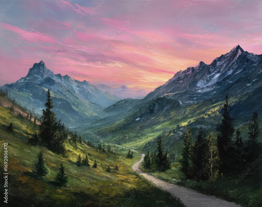 Fototapeta premium Mountain pass at sunset