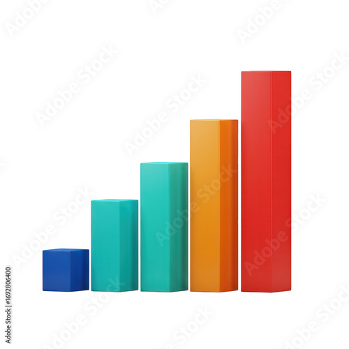 Free Download Colorful 3d bar graph showing upward trend isolated on transparent background - GFXLoad