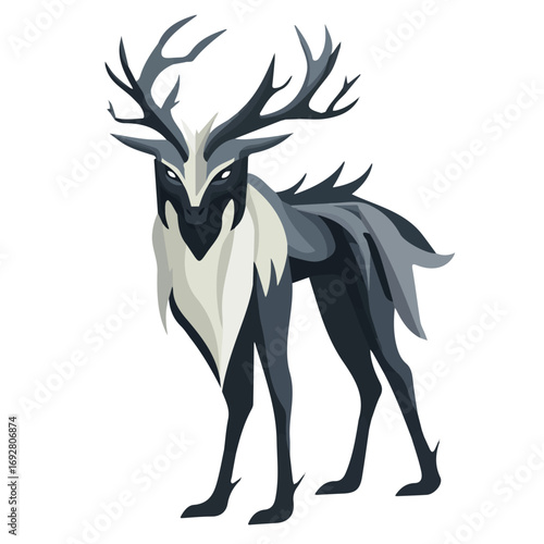 Wendigo Spirit, flat style 2D vector image, isolated on a white background