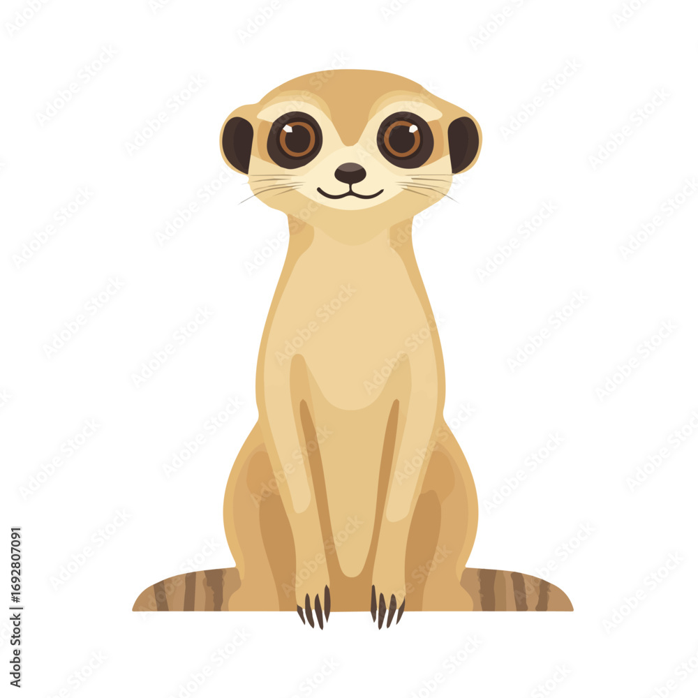 Fototapeta premium Minimal flat vector of a Meerkat, 2D icon-style illustration on white background