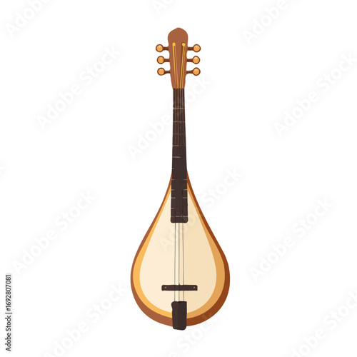 Shamisen, flat style 2D vector image, isolated on a white background