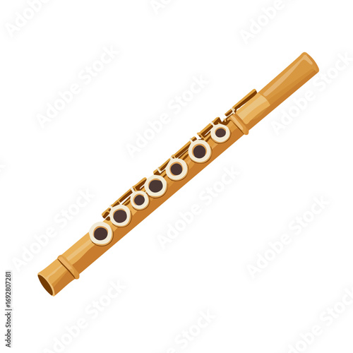 Minimal flat vector of a Piccolo Flute Headjoint, 2D icon-style illustration on white background