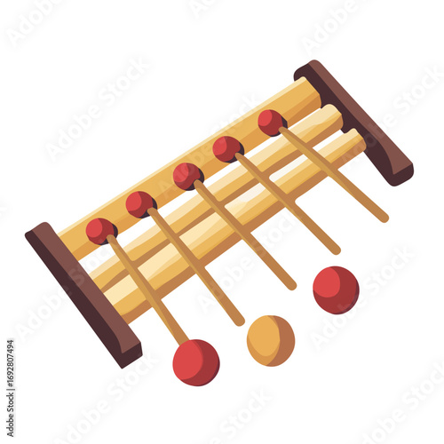 Marimba Mallets, flat style 2D vector image, isolated on a white background