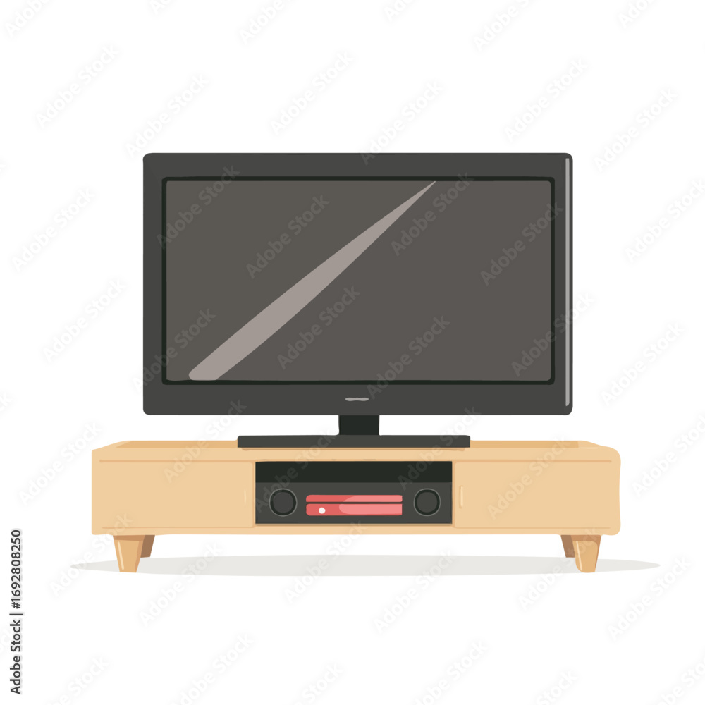 Fototapeta premium TV Stand, flat style 2D vector image, isolated on a white background