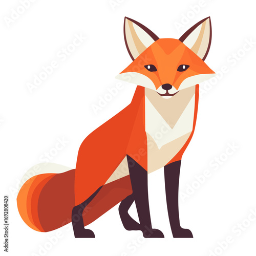 Red Fox, flat style 2D vector image, isolated on a white background