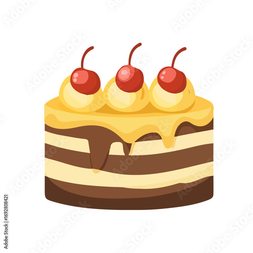 Minimal flat vector of a Torte, 2D icon-style illustration on white background