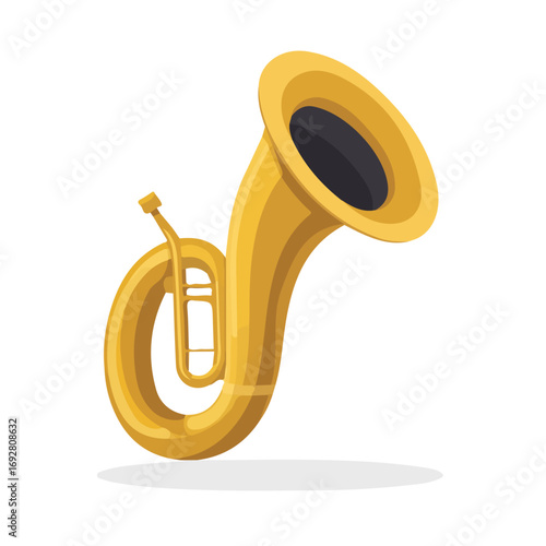 Flat 2D Sousaphone illustration, vector graphic in icon style, on white background