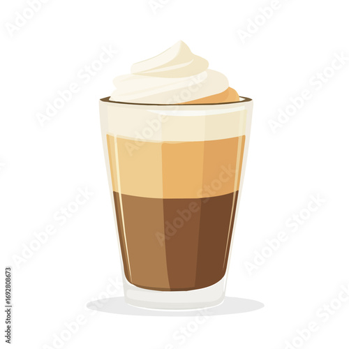 2D flat vector illustration of a Vanilla Latte in icon style, isolated on white background