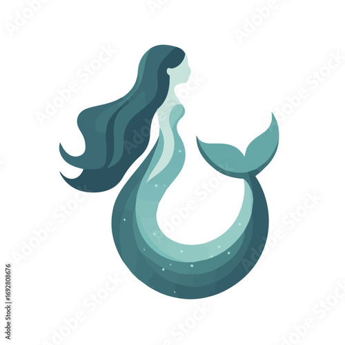 Selkie, flat style 2D vector image, isolated on a white background