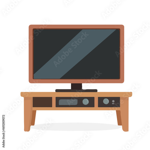 2D flat vector illustration of a TV Stand in icon style, isolated on white background