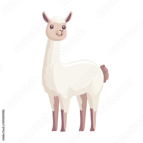 Minimal flat vector of a Llama, 2D icon-style illustration on white background