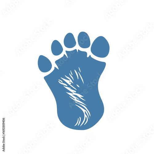 Yeti Footprint, flat style 2D vector image, isolated on a white background