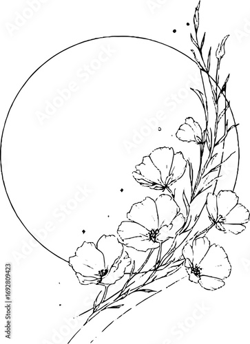 Minimalist line art border with bells and ribbons for elegant designs