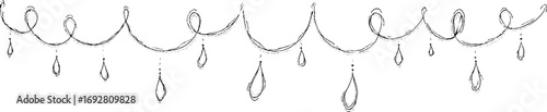 Minimalist dotted line art border with teardrop design for aesthetic decor