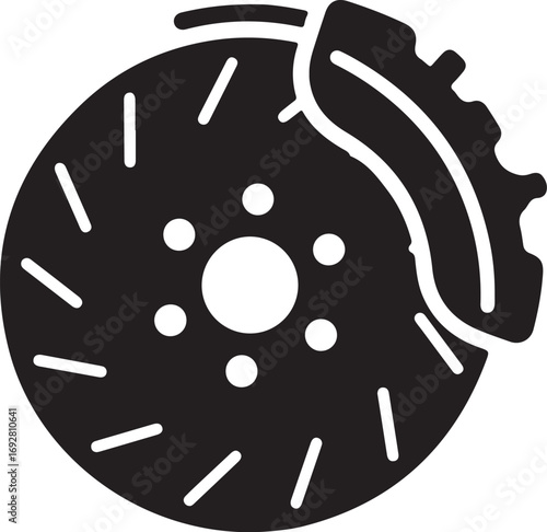 Vector art of brake disc icon car brake rotor with caliper auto spare parts vector illustration of car brake system