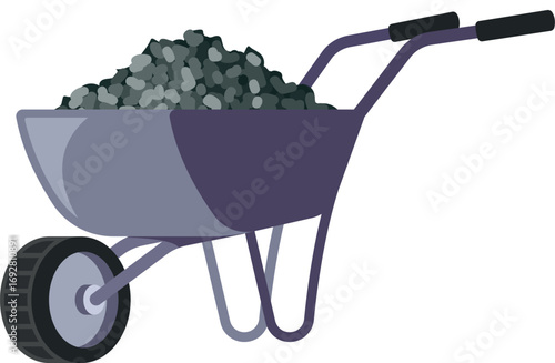 Wheelbarrow with construction material vector illustration