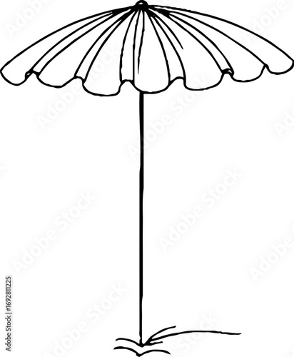 Minimalist line art illustration of beach umbrella for summer decor